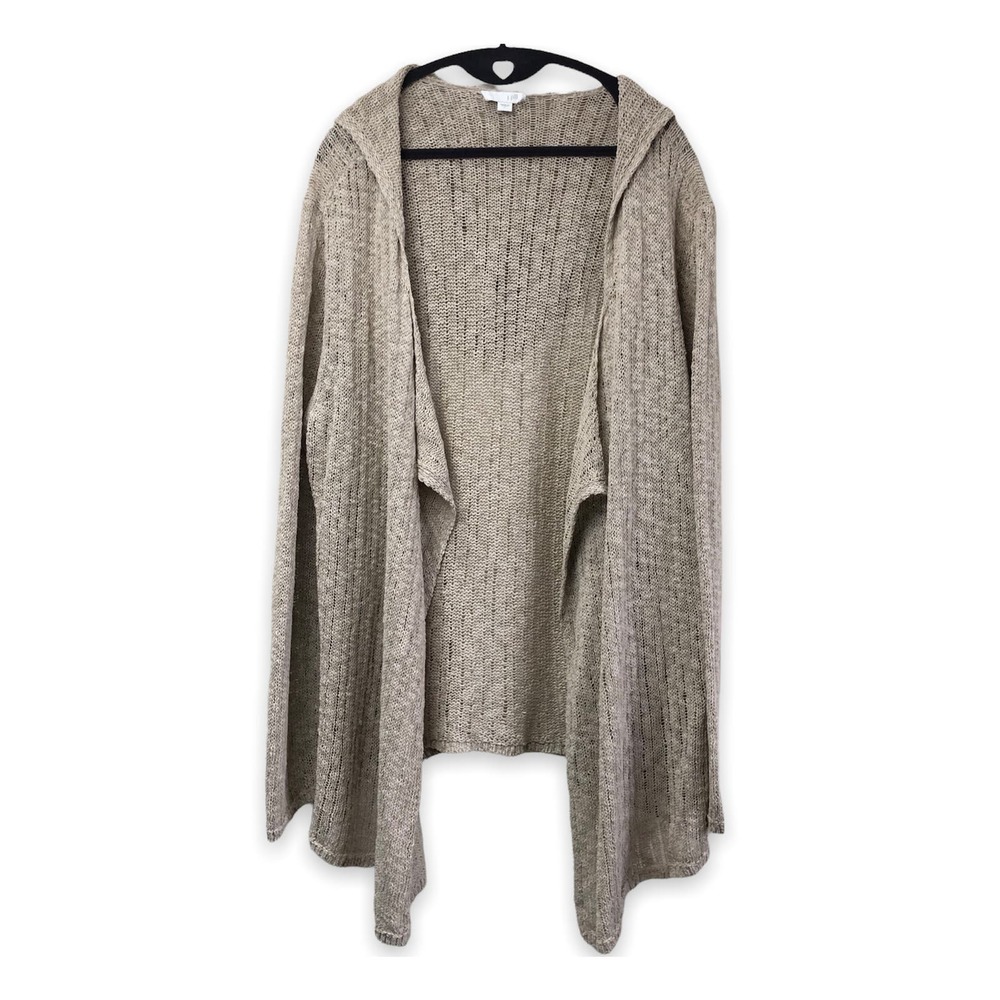 J Jill Cardigan Large Sweater Open Longline Knit Lagenlook Beach Grandma Minimal
